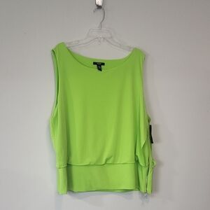 ALFANI WOMAN Lime ACID GREEN Sleeveless Side Zip Top Plus Size - 3X